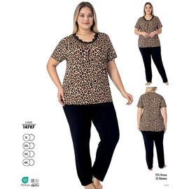 Піжама легка жіноча 14707 beige-black р.XL-4XL "Cotpark" недорого оптом від прямого постачальника