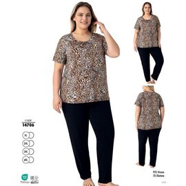 Піжама легка жіноча 14706 beige-black р.XL-4XL "Cotpark" недорого оптом від прямого постачальника