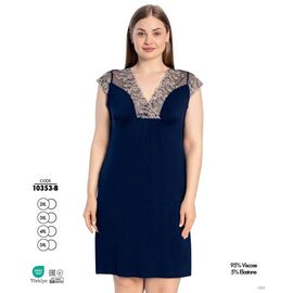 Нічня жіноча 10353B navy р.2XL-5XL "Cotpark" недорого оптом від прямого постачальника