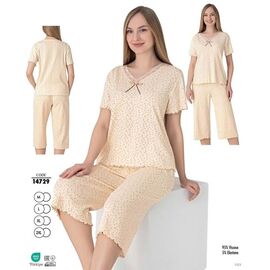 Піжама легка жіноча 14729 beige р.M-2XL "Cotpark" недорого оптом від прямого постачальника