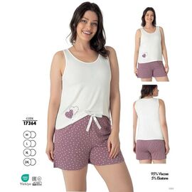 Піжама легка жіноча 17364 white-d.pink р.M-2XL "Cotpark" недорого оптом від прямого постачальника