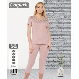 Піжама легка жіноча 14389 powder р.M-XL "Cotpark" недорого оптом від прямого постачальника