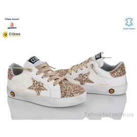 Фотография Кроссовки детские модные Весна/осень A721089 white-gold (7 пар р.31-37) "Clibee-Doremi" недорого оптом от прямого поставщика