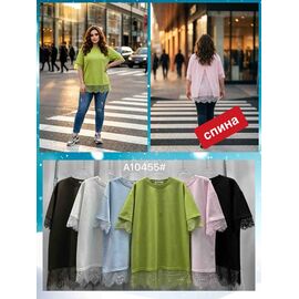 футболка жіноча 10455 mix р.50-58 "FLORA" недорого оптом від прямого постачальника