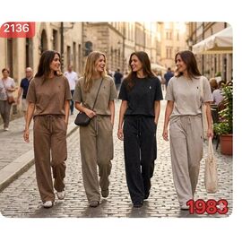 Костюм жіночий 2136 brown р.M-XL "FLORA" недорого оптом від прямого постачальника