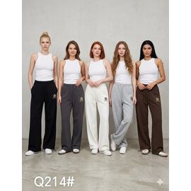 Фотография Штаны спортивные женские Q214 l.grey р.M-XL "FLORA" недорого оптом от прямого поставщика