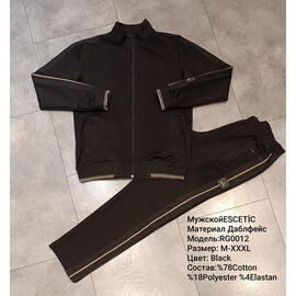 Фотография Костюм спортивный мужской 0012 black р.M-3XL "REMAIN" недорого оптом от прямого поставщика