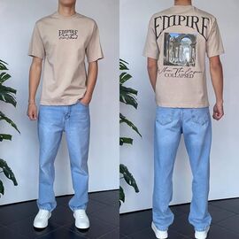 Фотография Футболка мужская 90586 beige р.S-XL "i8denim" недорого оптом от прямого поставщика