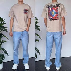 Фотография Футболка мужская 90555 beige р.S-XL "i8denim" недорого оптом от прямого поставщика