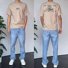 Фотография Футболка мужская 90582 beige р.S-XL "i8denim" недорого оптом от прямого поставщика
