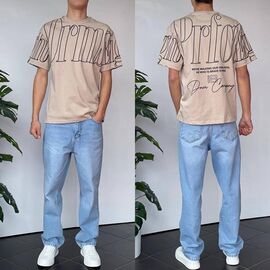 Фотография Футболка мужская 90573 beige р.S-XL "i8denim" недорого оптом от прямого поставщика