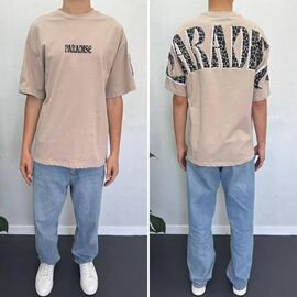 Фотография Футболка мужская 90556 beige р.S-XL "i8denim" недорого оптом от прямого поставщика