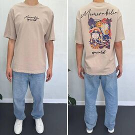 Фотография Футболка мужская 90560 beige р.S-XL "i8denim" недорого оптом от прямого поставщика