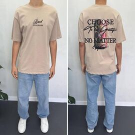 Фотография Футболка мужская 90575 beige р.S-XL "i8denim" недорого оптом от прямого поставщика