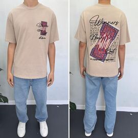 Фотография Футболка мужская 90579 beige р.S-2XL "i8denim" недорого оптом от прямого поставщика