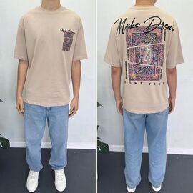 Фотография Футболка мужская 90580 beige р.S-2XL "i8denim" недорого оптом от прямого поставщика