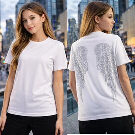Фотография Футболка детская на девочку KR495 white р.34-42 "Karolina" недорого оптом от прямого поставщика