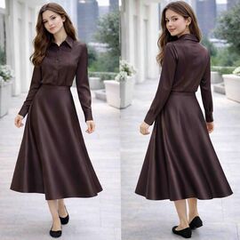 Фотография Рубашка детская на девочку KR506 brown р.34-42 "Karolina" недорого оптом от прямого поставщика