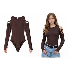 Боді на дівчинку KR611 brown р.34-42 "Karolina" недорого оптом від прямого постачальника