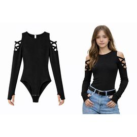 Боді на дівчинку KR612 black р.34-42 "Karolina" недорого оптом від прямого постачальника