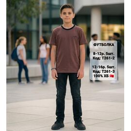 Фотография Футболка детская на мальчика T261-2 brown-black р.8-12 "iBamBino" недорого оптом от прямого поставщика