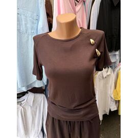 Фотография Футболка женская F003 brown р.S-L "SHEPARIS" недорого оптом от прямого поставщика