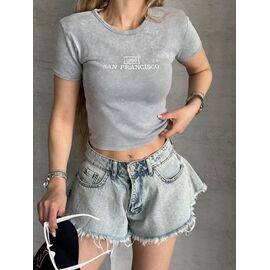 Фотография Футболка женская F017 grey р.S-L "SHEPARIS" недорого оптом от прямого поставщика