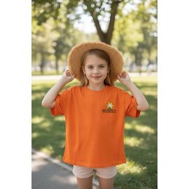 Фотография Футболка детская на девочку 6026 orange р.110-150 "Delfinka" недорого оптом от прямого поставщика