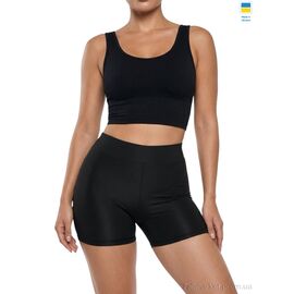 Фотография Шорты женские Лето 0571 норма чорний (4 шт. р.сетка S-XL) "Sport style" недорого оптом от прямого поставщика