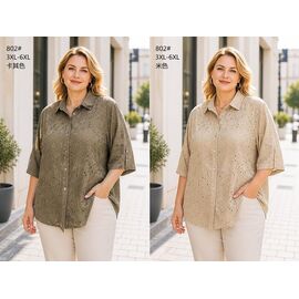 Сорочка жіноча літня 802 brown р.3XL-6XL "Immei" недорого оптом від прямого постачальника