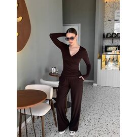 Костюм жіночий 6062 brown р.42-50 "LINDA" недорого оптом від прямого постачальника