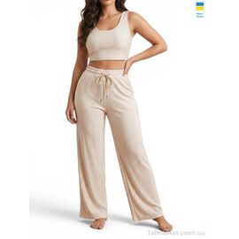 Фотография Женские брюки Лето 4902 бежевий (4 шт. р.сетка S-XL) "Sport style" недорого оптом от прямого поставщика