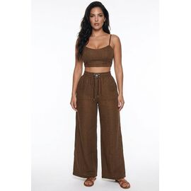 Штани жіночі літні 49045 brown р.XL-3XL "VICTORY" недорого оптом від прямого постачальника