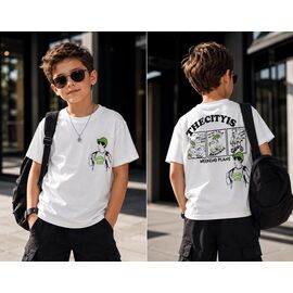 Фотография Футболка детская на мальчика 3712 white-green р.110-128 "Major" недорого оптом от прямого поставщика