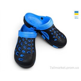Фотография Кроксы мужские легкие Лето 308 чорно-блакитний (6 пар р.40-45) "Rai shoes" недорого оптом от прямого поставщика