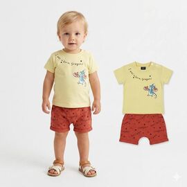 Фотография Футболка детская на мальчика 53454 yellow р.0.9-2 "MALIBU" недорого оптом от прямого поставщика
