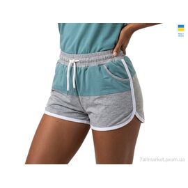 Фотография Шорты женские Лето 7 сіро-бірюзовий (4 шт. р.сетка S-XL) "Sport style" недорого оптом от прямого поставщика