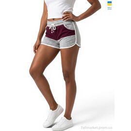 Фотография Шорты женские Лето 7 сіро-бордовий (4 шт. р.сетка S-XL) "Sport style" недорого оптом от прямого поставщика