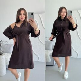 Костюм жіночий 9079 brown р.42-52 "LINDA" недорого оптом від прямого постачальника