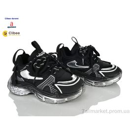 Кросівки дитячі модні Весна/осінь AS866517-1 black-silver (7 пар р.31-37) "Clibee-Doremi" недорого оптом від прямого постачальника
