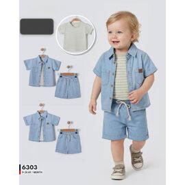 Фотография Футболка детская на мальчика 6303 l.blue-beige р.0.9-2 "BURATINO" недорого оптом от прямого поставщика