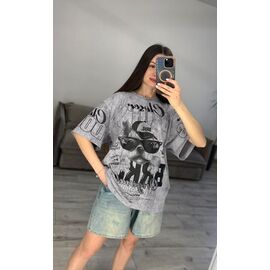 Фотография Футболка женская 40-1 grey р.one size "VLADISLAVA" недорого оптом от прямого поставщика