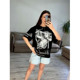 Фотография Футболка женская 40-2 black р.one size "VLADISLAVA" недорого оптом от прямого поставщика