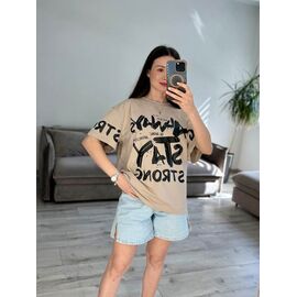 Фотография Футболка женская 56 beige р.one size "VLADISLAVA" недорого оптом от прямого поставщика