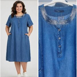 Фотография Платье летнее женское JL1236 blue р.52-60 "Julia" недорого оптом от прямого поставщика