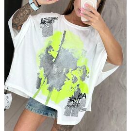 Фотография Футболка женская LR1441 white р.one size "Lora" недорого оптом от прямого поставщика