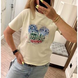 Фотография Футболка женская LR1596 beige р.one size "Lora" недорого оптом от прямого поставщика