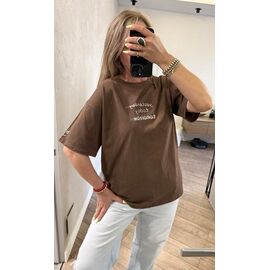 Фотография Футболка женская LR1601 brown р.one size "Lora" недорого оптом от прямого поставщика