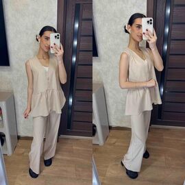 Фотография Костюм женский 011 beige р.42-48 "VALENTINA" недорого оптом от прямого поставщика