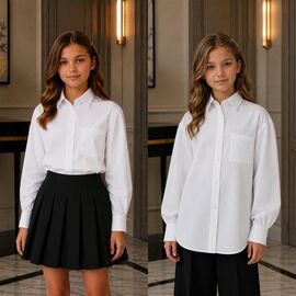 Сорочка дитяча на дівчинку KR747 white р.32-42 "Karolina" недорого оптом від прямого постачальника